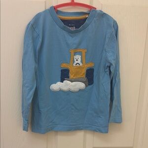 Next Blue and Yellow Long Sleeve Tee with Construction Graphic